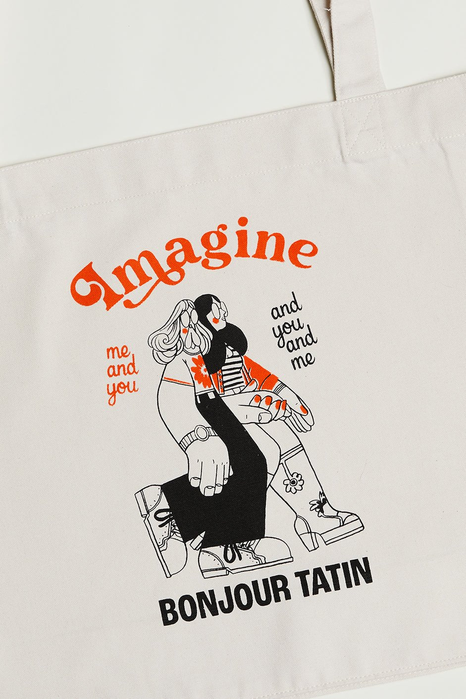 Tote Bag Off - white Organic Cotton - 'Imagine Me and You' - Bonjour Tatin