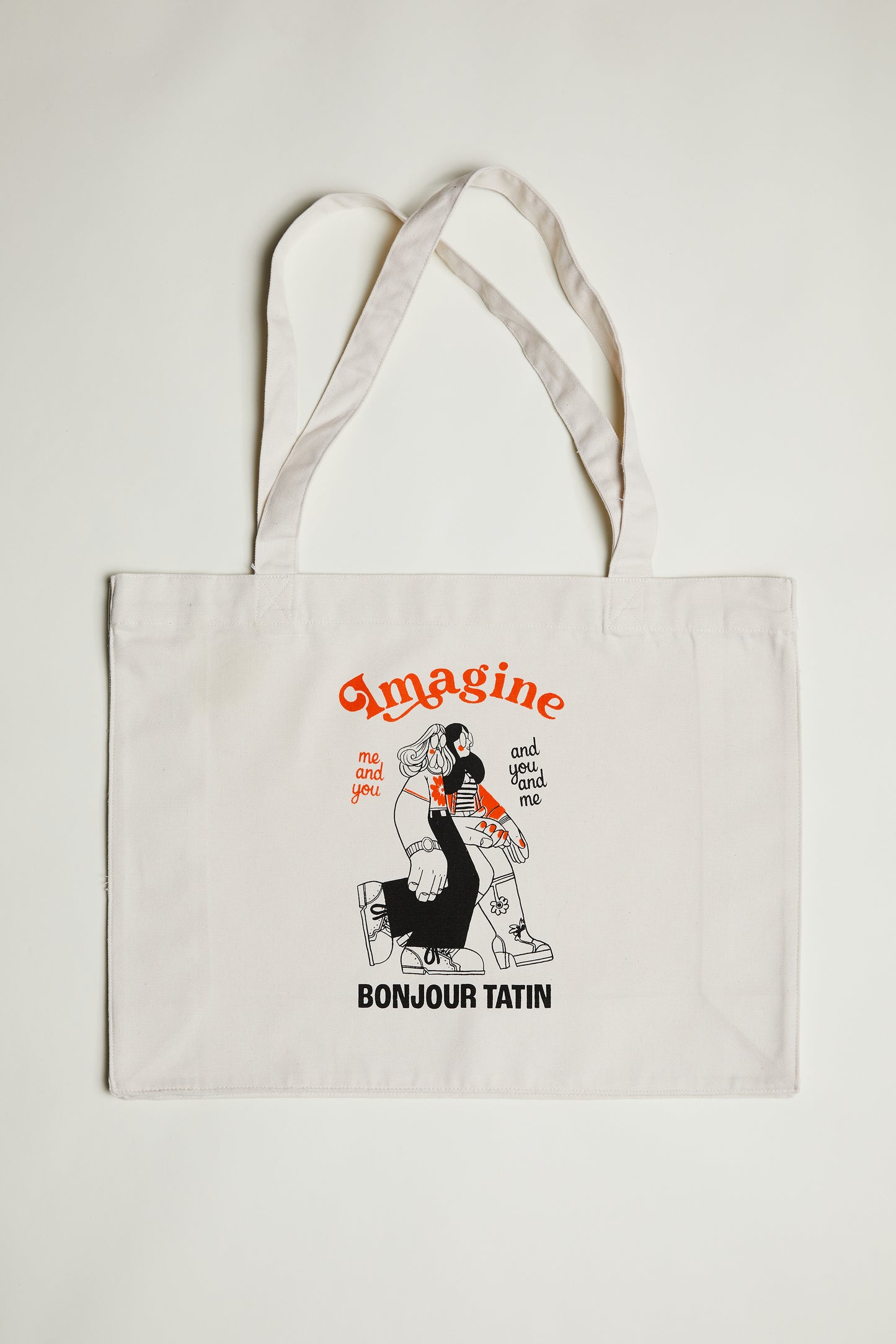 Tote Bag Off - white Organic Cotton - 'Imagine Me and You' - Bonjour Tatin