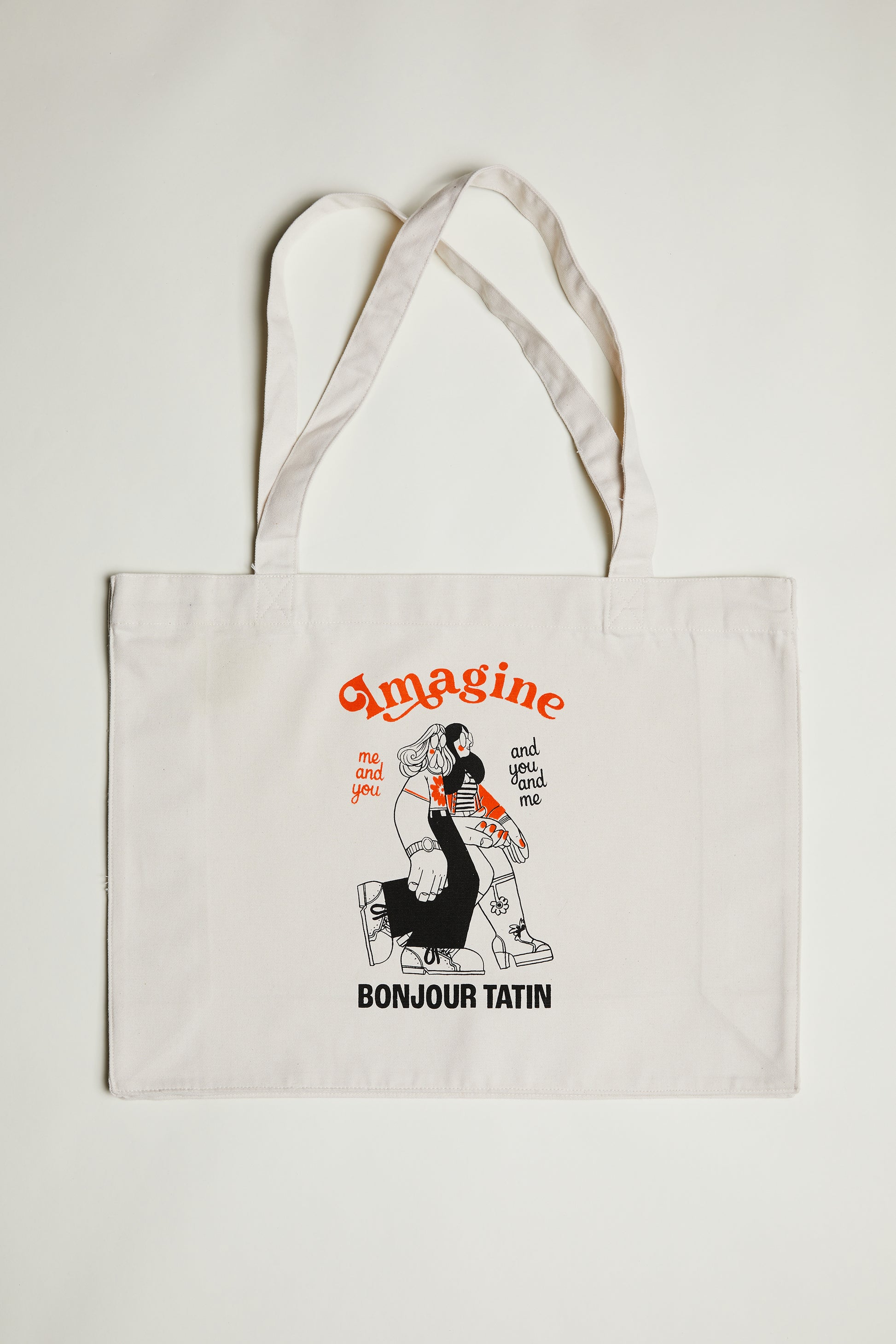 Tote Bag Off - white Organic Cotton - 'Imagine Me and You' - Bonjour Tatin