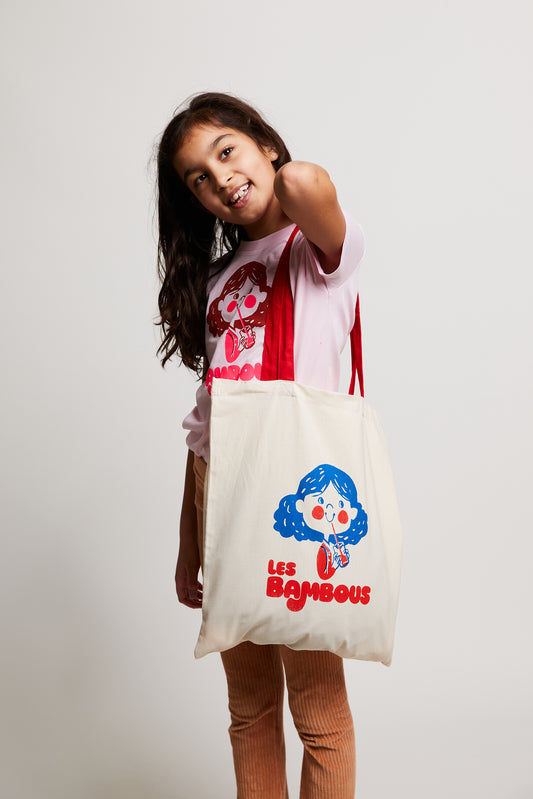Tote Bag Organic Cotton White / Red Lemonade - Les Bambous - Bonjour Tatin