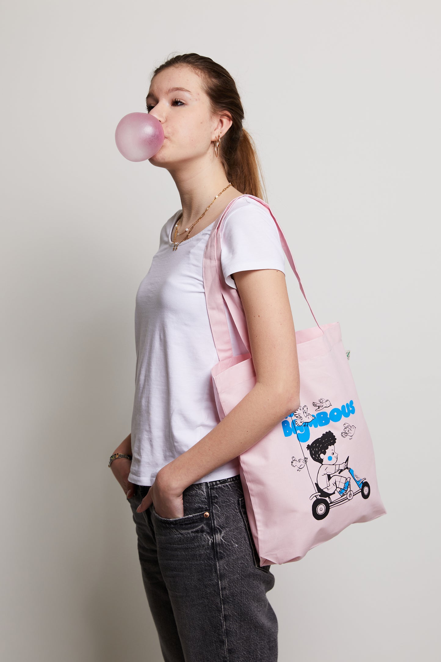 Tote Bag Organic Cotton Pink Skelter - Les Bambous - Bonjour Tatin