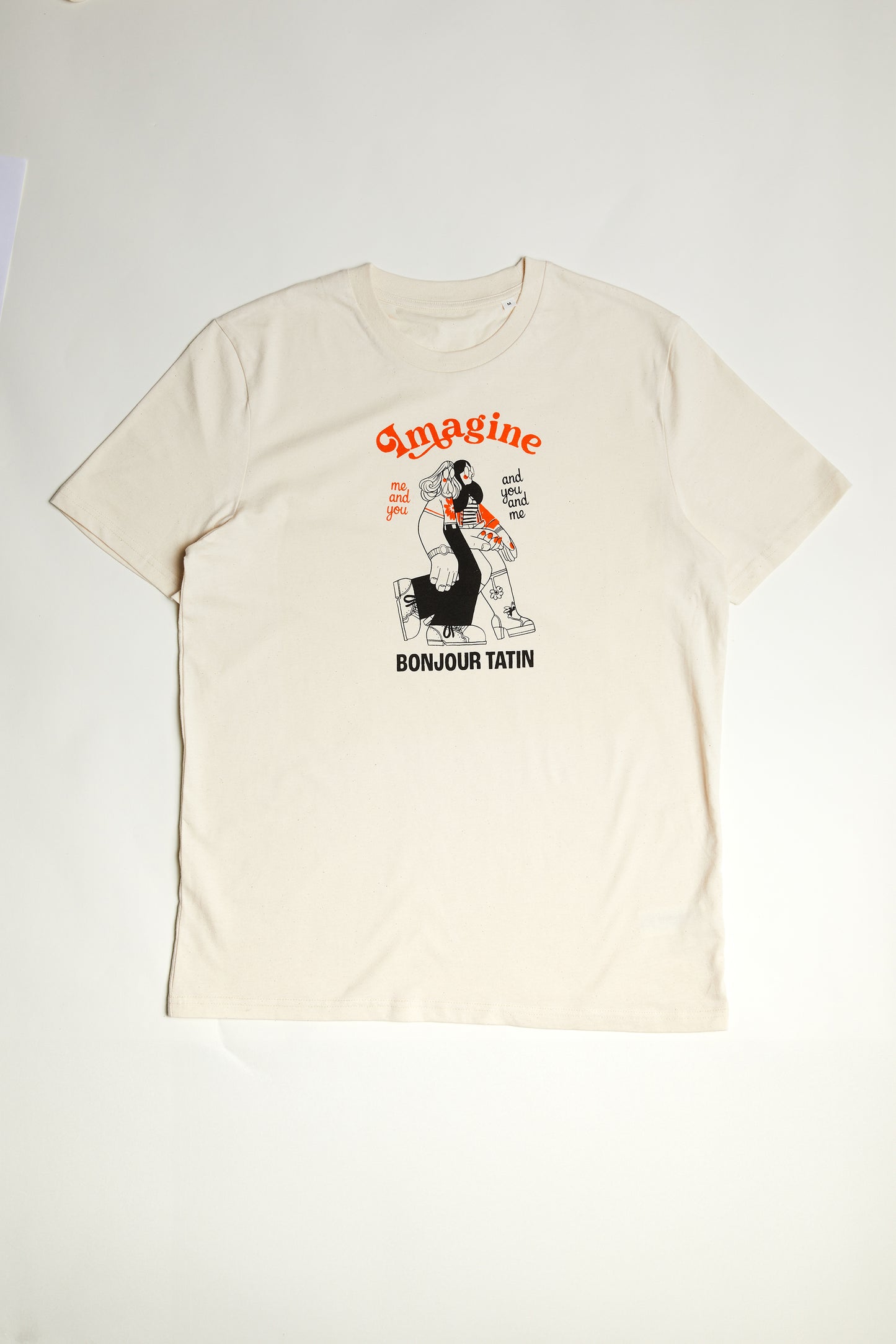 T-Shirt Off - white Orange ‘Imagine you and me’ - BonjourTatin - Bonjour Tatin