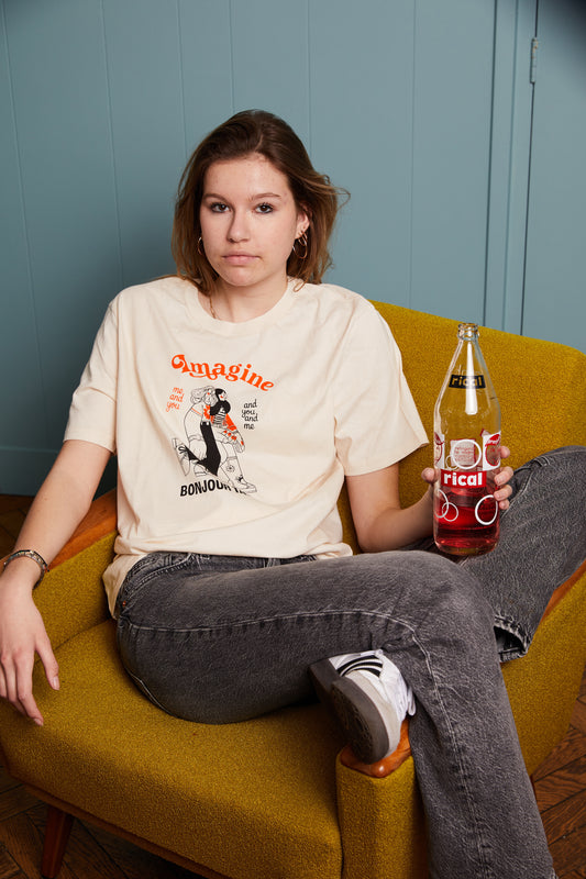 T-Shirt Off - white Orange ‘Imagine you and me’ - BonjourTatin - Bonjour Tatin