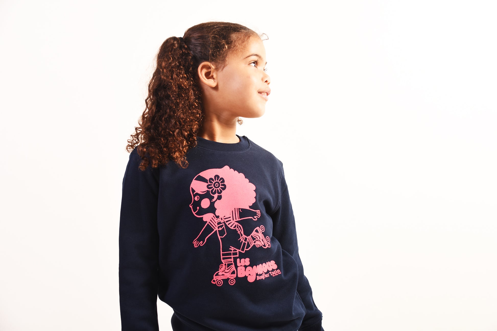 Skater Girl Organic Sweater – Bright red on navy blue - Bonjour Tatin