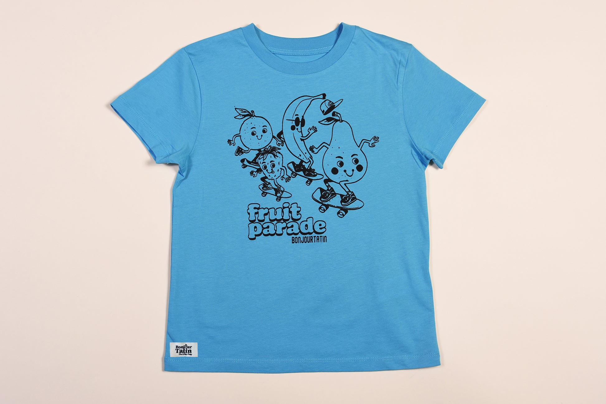 Fruit Parade Organic T-Shirt black on blue - Bonjour Tatin
