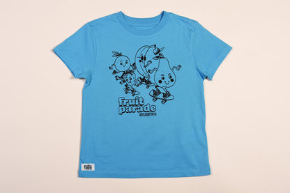Fruit Parade Organic T-Shirt black on blue - Bonjour Tatin