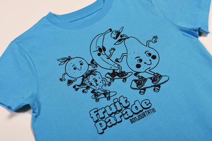 Fruit Parade Organic T-Shirt black on blue - Bonjour Tatin