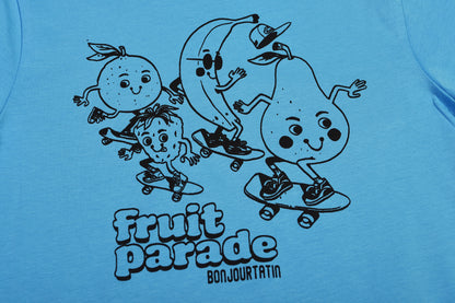 Fruit Parade Organic T-Shirt black on blue - Bonjour Tatin