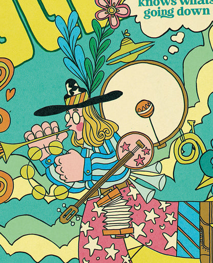 Vibrant 1970s-Inspired Poster: “What’s That Sound”