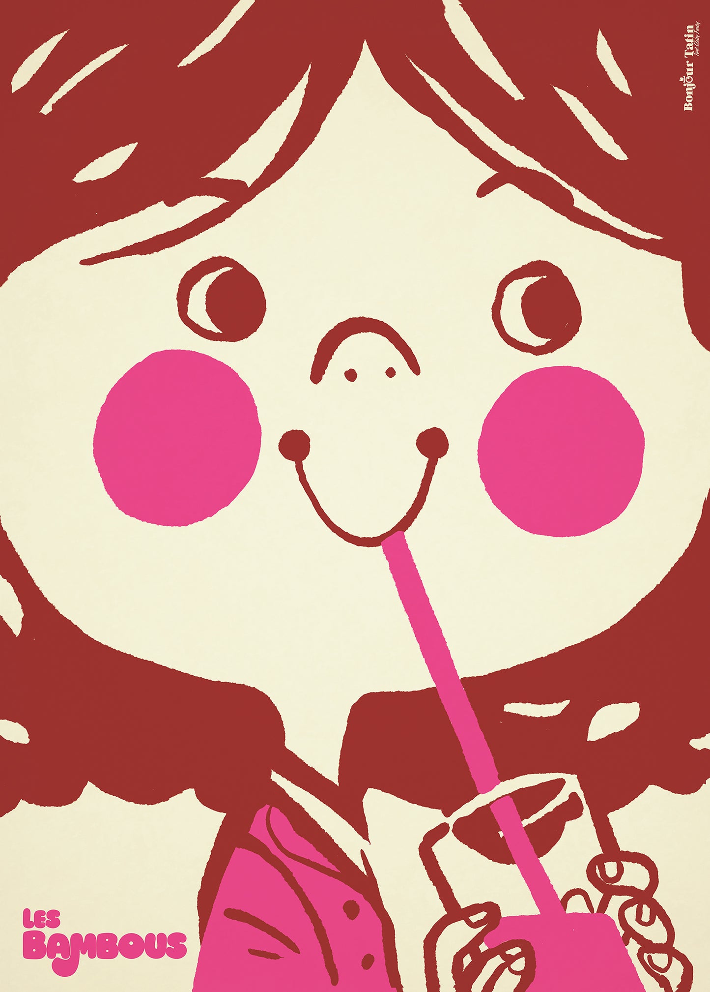 Poster Lemonade - Les Bambous pink / bordeaux red - Bonjour Tatin