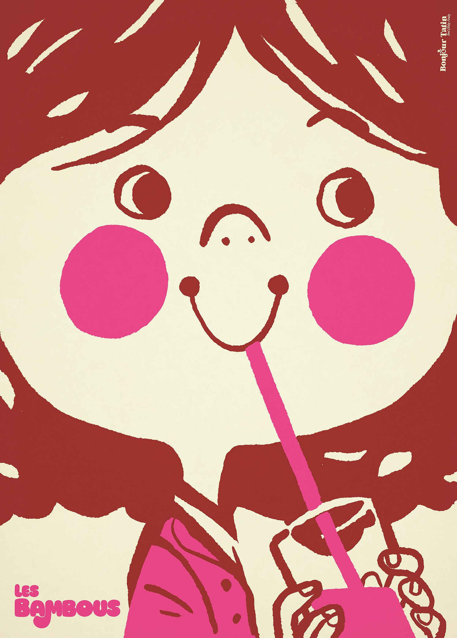 Poster Lemonade - Les Bambous pink / bordeaux red - Bonjour Tatin