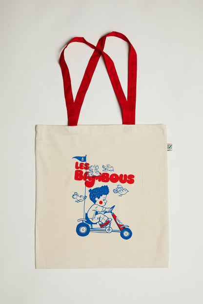 Tote Bag Organic Cotton White /Red Skelter - Les Bambous - Bonjour Tatin