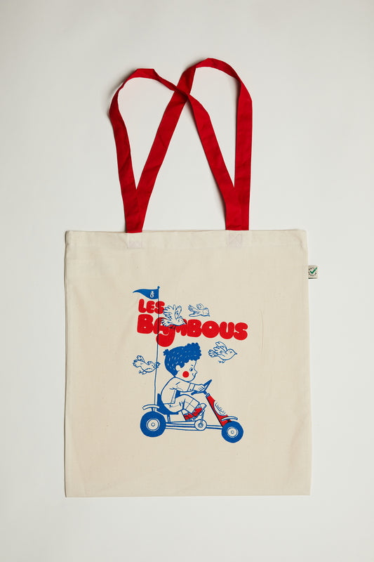 Tote Bag Organic Cotton White /Red Skelter - Les Bambous - Bonjour Tatin